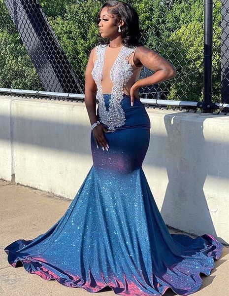 2021 plus size arabic aso ebi blue sequined mermaid prom dresses sheer neck beaded crystals evening formal party second reception gowns dres, Black
2021 plus size arabic aso ebi blue sequined mermaid prom dresses sheer neck beaded crystals evening formal party second reception gowns dres, Black