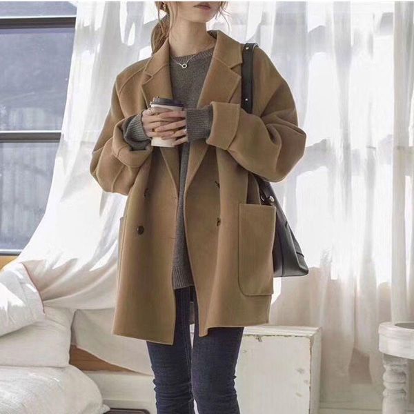 women's wool & blends 2021 winter double-sided cashmere coat women's short korean high-end wear, Black
women's wool & blends 2021 winter double-sided cashmere coat women's short korean high-end wear, Black