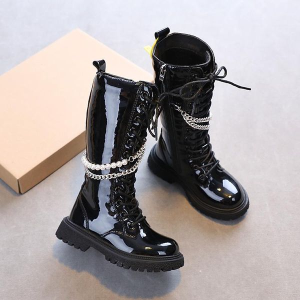 boots winter for kids girls fashion pearl and metal chains size 26-36 glossy leather high waterproof, Black;grey
boots winter for kids girls fashion pearl and metal chains size 26-36 glossy leather high waterproof, Black;grey