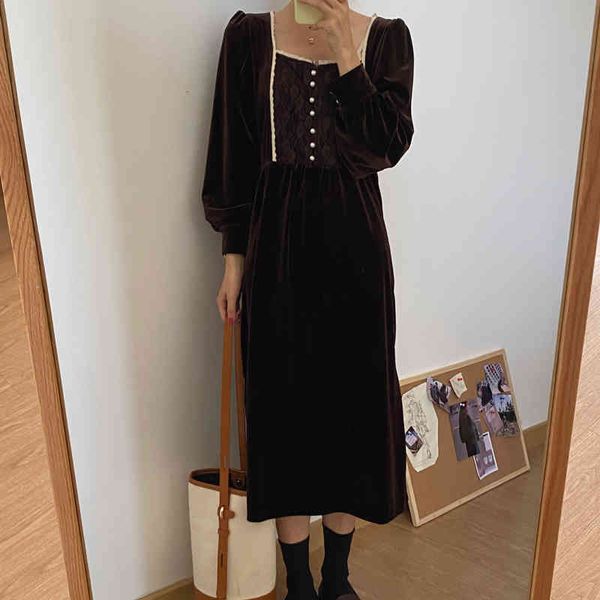 dresses women es retro long-sleeves solid veet gentle french long sweet square collar female fashion elegant, Black;gray
dresses women es retro long-sleeves solid veet gentle french long sweet square collar female fashion elegant, Black;gray