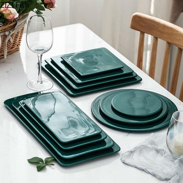 dishes & plates nordic style green ceramic sushi plate cake dessert western minimalist kitchen tableware