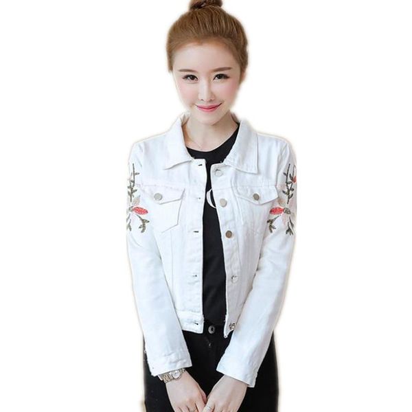 women's jackets fashion embroidery flowers women denim 2021 spring autumn coats button turn-down collar slim coat q1297, Black;brown
women's jackets fashion embroidery flowers women denim 2021 spring autumn coats button turn-down collar slim coat q1297, Black;brown
