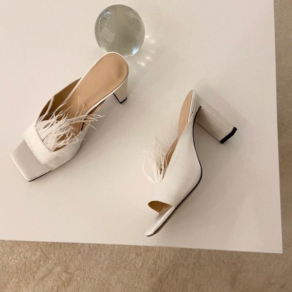 summer slippers square toe women retro shoes silk woman feather decor high heels, Black
summer slippers square toe women retro shoes silk woman feather decor high heels, Black