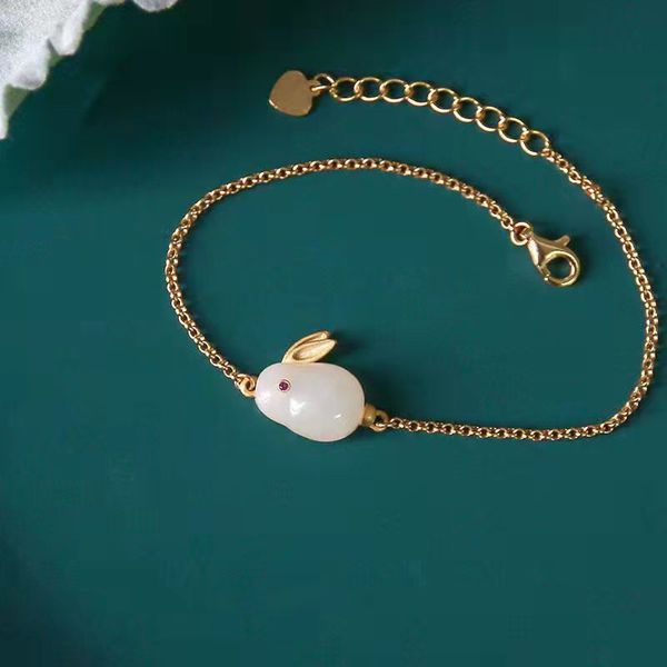 hetian jade rabbit bracelet women jewelry chains charm bracelets girl friend gifts with box, Golden;silver
hetian jade rabbit bracelet women jewelry chains charm bracelets girl friend gifts with box, Golden;silver