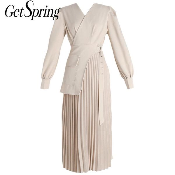 getspring women dress vintage long pleated women spring summer korean slim temperament long sleeve design 210601, Black;gray
getspring women dress vintage long pleated women spring summer korean slim temperament long sleeve design 210601, Black;gray