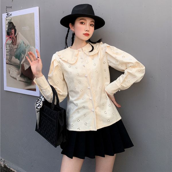 women's milk apricot pearl lapel long sleeve loose casual fitted shirt fashion trend spring autumn 2e1269 210507, White
women's milk apricot pearl lapel long sleeve loose casual fitted shirt fashion trend spring autumn 2e1269 210507, White