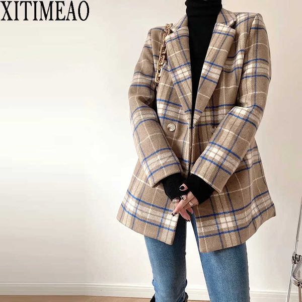 xitimeao women casual woolen coat blazer office lady plaid slim suit double breasted thickening ladies blazers 210604, Black
xitimeao women casual woolen coat blazer office lady plaid slim suit double breasted thickening ladies blazers 210604, Black