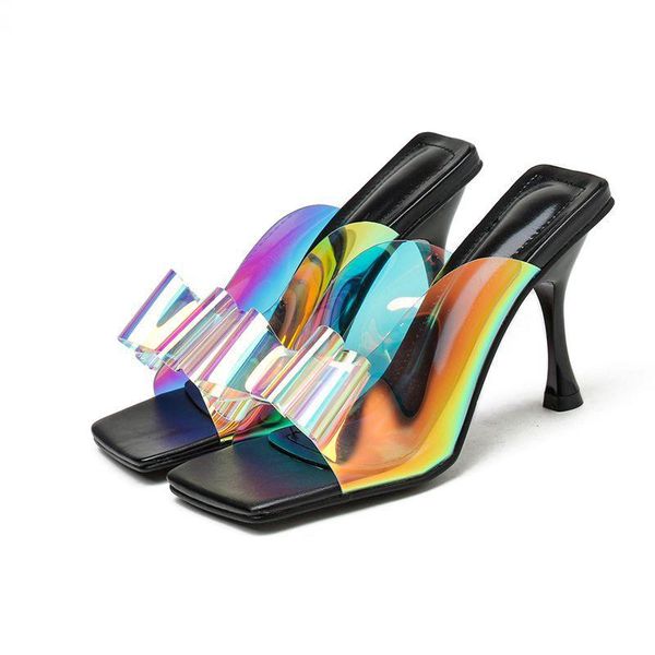 transparent women shoes bowknot slippers high heels square toes mules pvc jelly ladies open toe, Black
transparent women shoes bowknot slippers high heels square toes mules pvc jelly ladies open toe, Black