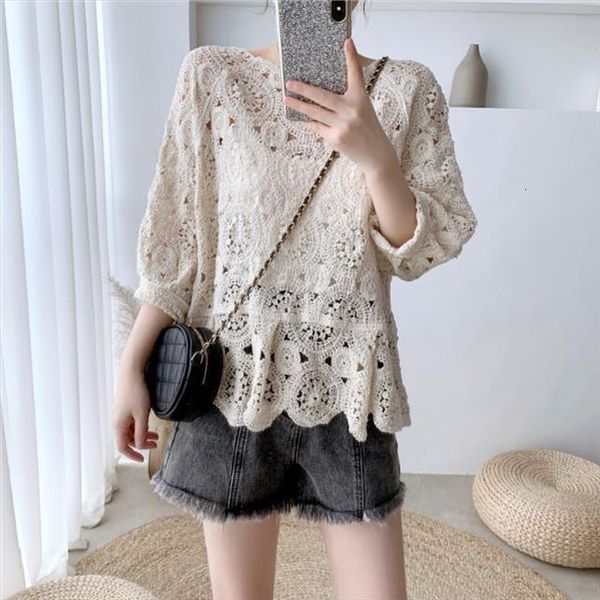 woman pullover summer lace women sweater embroidered ruffled womens crocheted hollow femme chandails, White;black
woman pullover summer lace women sweater embroidered ruffled womens crocheted hollow femme chandails, White;black