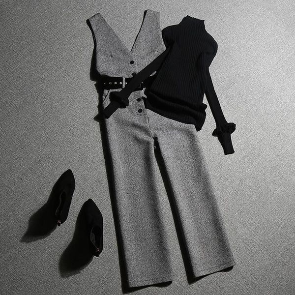 office lady pants sets winter turtleneck knitting sweater pullovers and straight jumpsuits female clothing women's tracksuits, Gray
office lady pants sets winter turtleneck knitting sweater pullovers and straight jumpsuits female clothing women's tracksuits, Gray