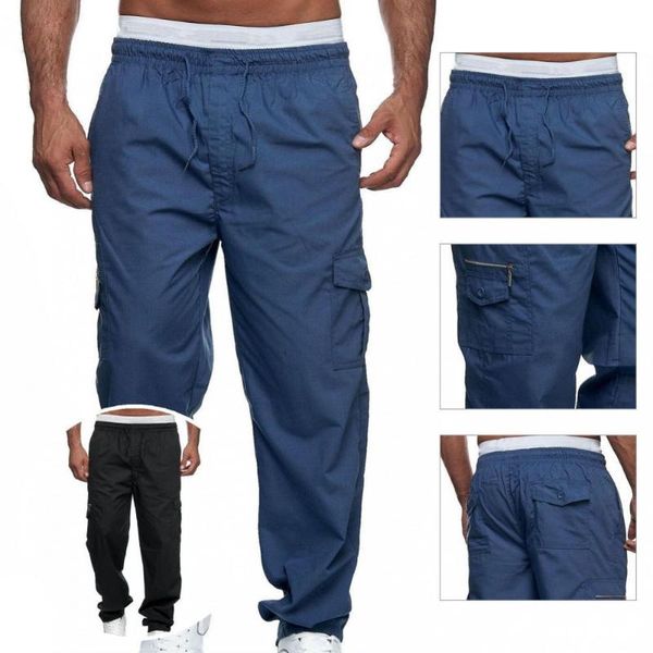 men's pants multi pockets great leisure men loose male trousers mid waist for jogging, Black
men's pants multi pockets great leisure men loose male trousers mid waist for jogging, Black