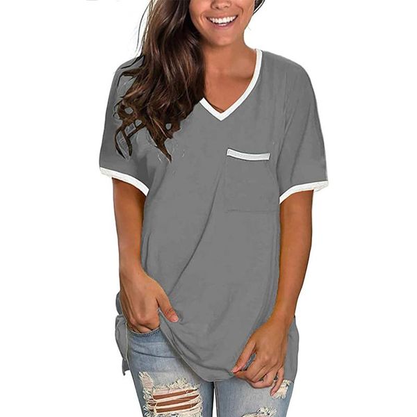 women's t-shirt oversized female solid v-neck gray women clothing pocket t-shirts short sleeve loose tshirt tee shirt 2021, White
women's t-shirt oversized female solid v-neck gray women clothing pocket t-shirts short sleeve loose tshirt tee shirt 2021, White