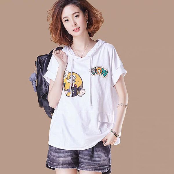women's t-shirt summer korea fashion women loose short sleeve t-shirt all-matched casual print hooded tee shirt femme plus si, White
women's t-shirt summer korea fashion women loose short sleeve t-shirt all-matched casual print hooded tee shirt femme plus si, White