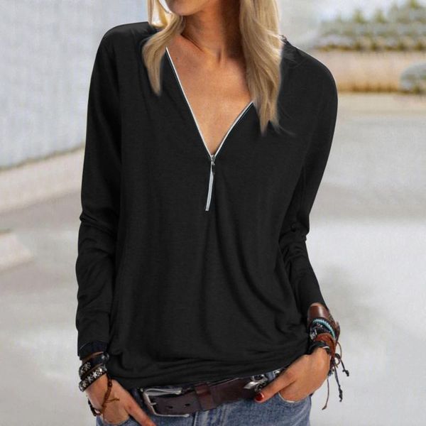 women's blouses & shirts zipper chiffon casual v-neck solid color long-sleeved shirt blouse autumn fashion ladies ropa mujer, White
women's blouses & shirts zipper chiffon casual v-neck solid color long-sleeved shirt blouse autumn fashion ladies ropa mujer, White