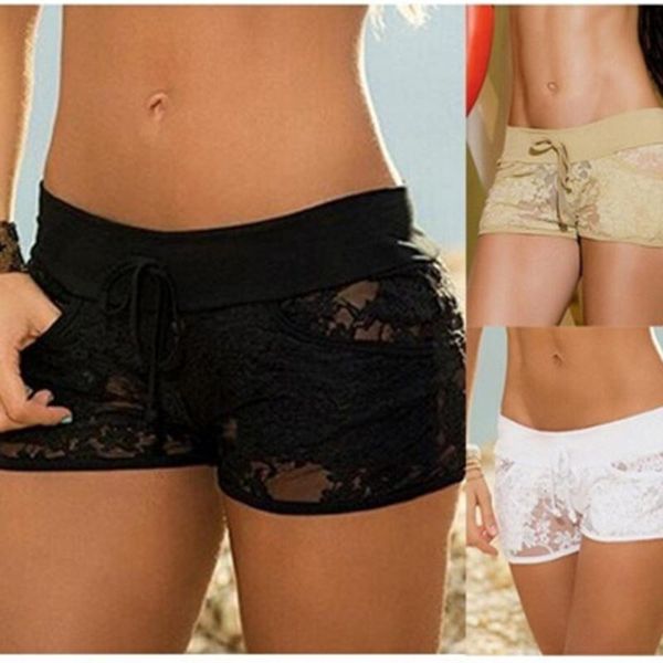 women's shorts summer fashion hollow out lace casual floral sheer panty elastic party travel drawstring, White;black
women's shorts summer fashion hollow out lace casual floral sheer panty elastic party travel drawstring, White;black