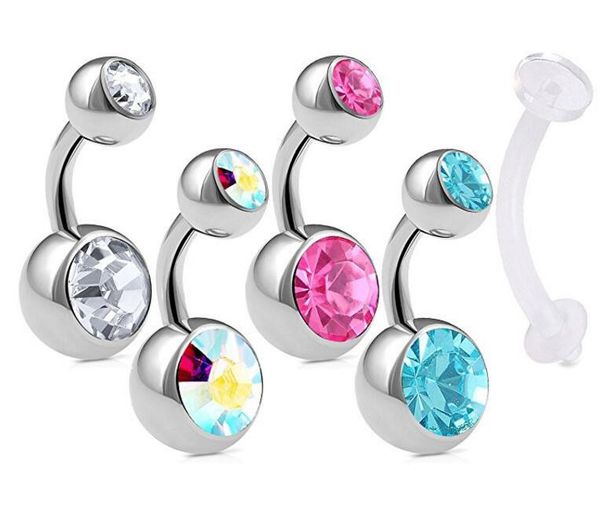 50pcs 14gx6mmx5/8mm surgical steel double crystal belly button navel rings piercing jewelry short bar 6mm+50pcs retainers, Silver
50pcs 14gx6mmx5/8mm surgical steel double crystal belly button navel rings piercing jewelry short bar 6mm+50pcs retainers, Silver