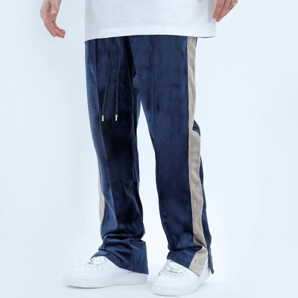 men's pants urban streetwear velvet track autumn and winter hip hop patchwork sweat pant loose casual velour sweatpants men 2021, Black
men's pants urban streetwear velvet track autumn and winter hip hop patchwork sweat pant loose casual velour sweatpants men 2021, Black