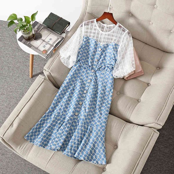 casual dresses summer half sleeve round neck blue contrast lace panelled buttons sheer mermaid dress elegant nj29205306 yd7e, Black;gray
casual dresses summer half sleeve round neck blue contrast lace panelled buttons sheer mermaid dress elegant nj29205306 yd7e, Black;gray