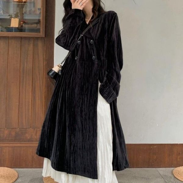 women's trench coats winter warm coat women black velvet long outwear female korean fashion high street chic vintage overcoat 2021, Tan;black
women's trench coats winter warm coat women black velvet long outwear female korean fashion high street chic vintage overcoat 2021, Tan;black
