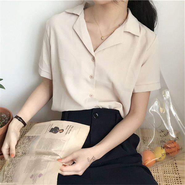 women chiffon shirt short sleeve summer fashion casual loose shirts female blouse offfice lady 210423, White
women chiffon shirt short sleeve summer fashion casual loose shirts female blouse offfice lady 210423, White