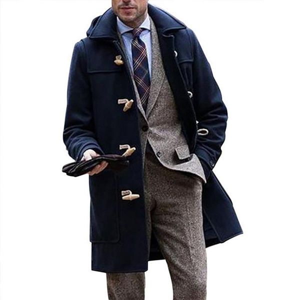 men's wool & blends autumn and winter large size long section lapel woolen coat buckle fashion thick solid color multi-pockets clothing, Black
men's wool & blends autumn and winter large size long section lapel woolen coat buckle fashion thick solid color multi-pockets clothing, Black
