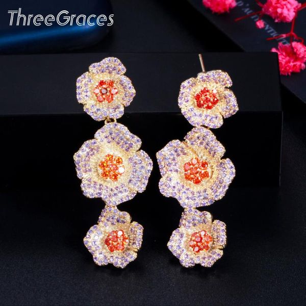 dangle & chandelier threegraces luxury long dangling flower drop earrings for women purple red cz crystal african dubai bridal wedding jewel, Silver
dangle & chandelier threegraces luxury long dangling flower drop earrings for women purple red cz crystal african dubai bridal wedding jewel, Silver