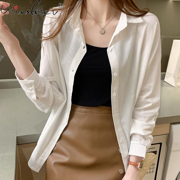 women's blouses & shirts solid woman 2021 autumn turn-down collar single-breasted long sleeve women loose +vest all match t08112k, White
women's blouses & shirts solid woman 2021 autumn turn-down collar single-breasted long sleeve women loose +vest all match t08112k, White