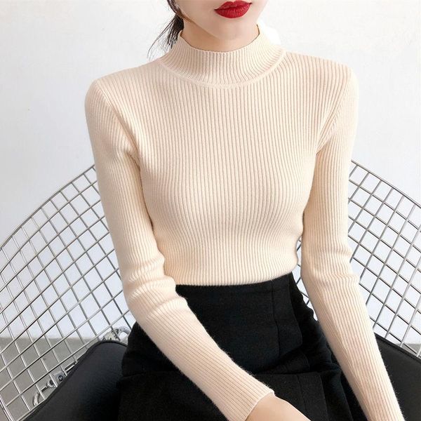 women's sweaters women half high neak sweater autumn winter slim knitted pullover basic casual soft knit jumper pullovers, White;black 
women's sweaters women half high neak sweater autumn winter slim knitted pullover basic casual soft knit jumper pullovers, White;black