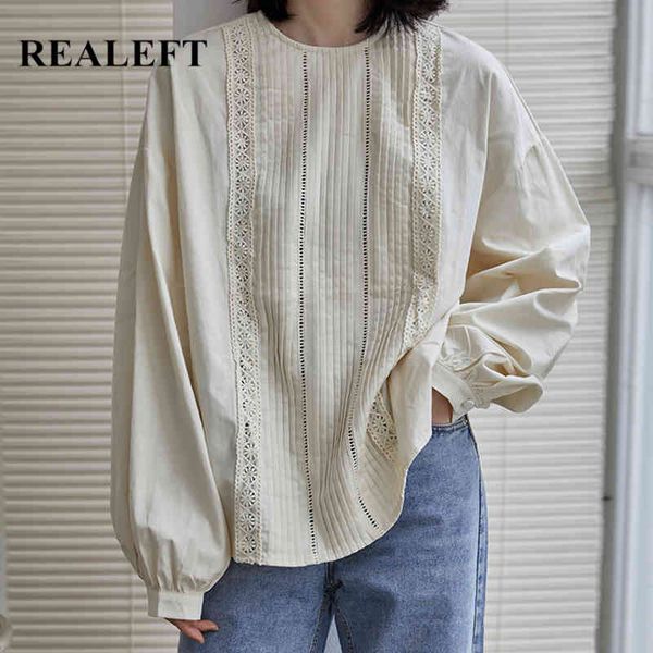 spring vintage blouse french elegant round neck long lantern sleeve women's shirt female cotton white 210428
spring vintage blouse french elegant round neck long lantern sleeve women's shirt female cotton white 210428