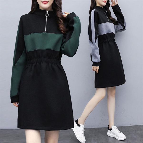 casual dresses spring autumn fashion women dress long sleeve half open zip collar straight, Black;gray
casual dresses spring autumn fashion women dress long sleeve half open zip collar straight, Black;gray