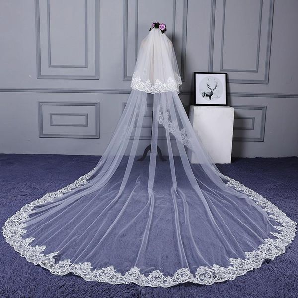 bridal veils two layers 3m long wedding veil with comb white ivory accessories, Black