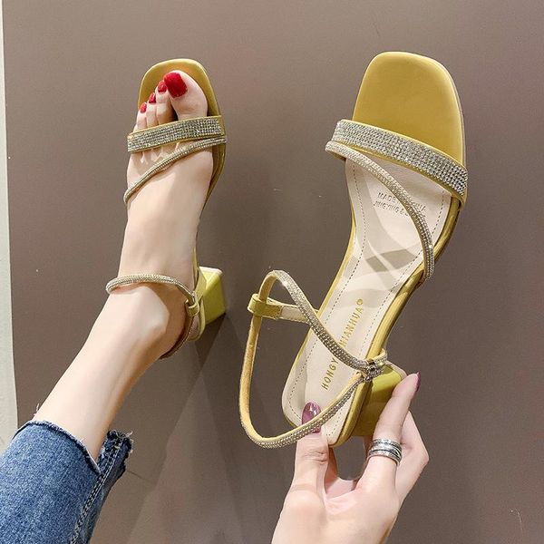dress shoes candy colors high heel sandals women shiny crystal square heels summer fashion thin belt thick 5 cm, Black
dress shoes candy colors high heel sandals women shiny crystal square heels summer fashion thin belt thick 5 cm, Black