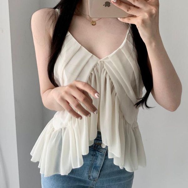 women's tanks & camis 2021 summer fashion temperament female v-neck pleated design stitching irregular chiffon short sling kk692, White
women's tanks & camis 2021 summer fashion temperament female v-neck pleated design stitching irregular chiffon short sling kk692, White