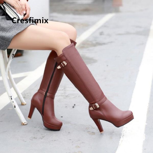 boots cresfimix women fashion brown plus size 34 to 43 high heel lady casual black pu leather autumn bottes femmes a6025
boots cresfimix women fashion brown plus size 34 to 43 high heel lady casual black pu leather autumn bottes femmes a6025