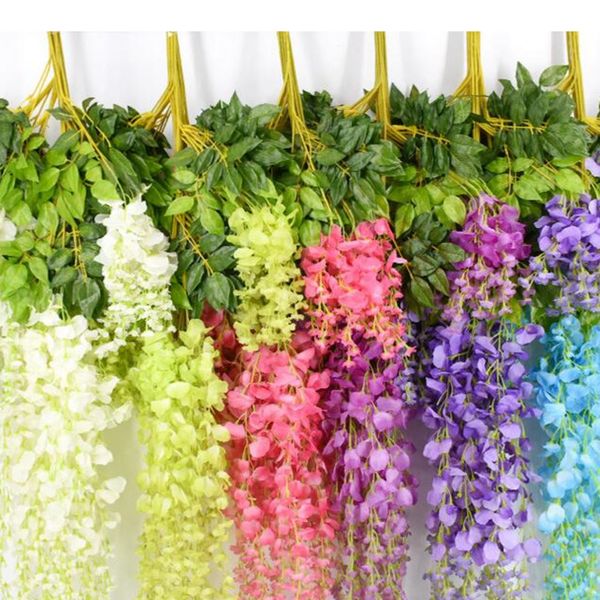 7 colors elegant artificial silk flower wisteria vine rattan for home garden party wedding decoration 75cm and 110cm available
7 colors elegant artificial silk flower wisteria vine rattan for home garden party wedding decoration 75cm and 110cm available