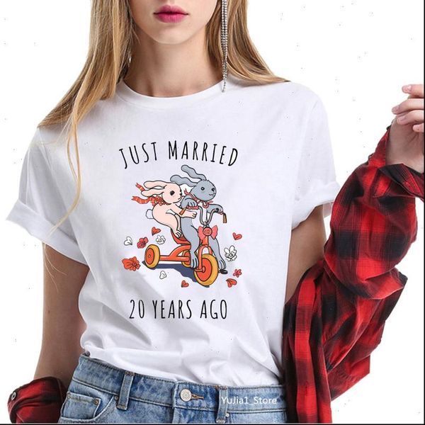 summer women t shirts rabbits bunny just married 20 years ago letters printed funny graphic tees cute animal print, White
summer women t shirts rabbits bunny just married 20 years ago letters printed funny graphic tees cute animal print, White
