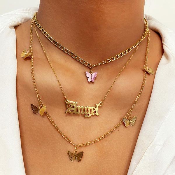 pendant necklaces 2021 vintage multilayer acrylic butterfly choker nelace fashion women letter golden chain layered jewelry party gift, Silver
pendant necklaces 2021 vintage multilayer acrylic butterfly choker nelace fashion women letter golden chain layered jewelry party gift, Silver