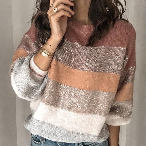women's sweaters loose casual knit sweater women autumn 2021 female pullover long sleeve striped knitted femme elegant clothes, White;black
women's sweaters loose casual knit sweater women autumn 2021 female pullover long sleeve striped knitted femme elegant clothes, White;black