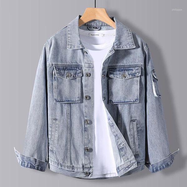 men's jacket 2021 denim korean slim fashion brand long sleeve casual wear jackets, Black;brown
men's jacket 2021 denim korean slim fashion brand long sleeve casual wear jackets, Black;brown