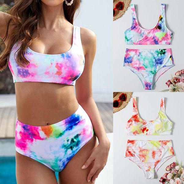 women's swimwear fashion tie dye bikini women rainbow swimsuit high-waisted sets padded set two pieces, White;black
women's swimwear fashion tie dye bikini women rainbow swimsuit high-waisted sets padded set two pieces, White;black