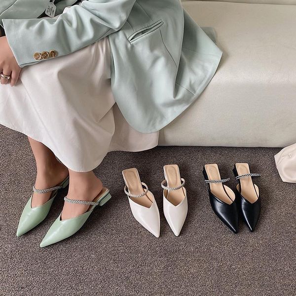 women sandals slippers pointed toe casual pumps ladies slides bling design thick low heels mules shoes fashion, Black
women sandals slippers pointed toe casual pumps ladies slides bling design thick low heels mules shoes fashion, Black