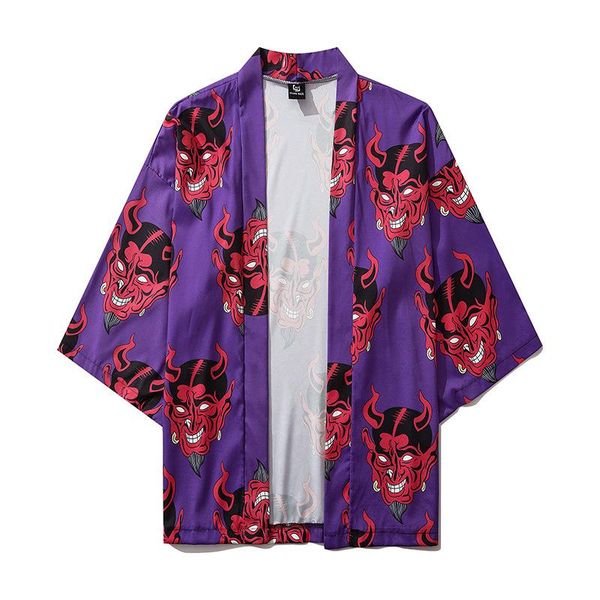 women's blouses & shirts streetwear kimono tide brand devil head print high street loose open stitch shirt men women youth cloak robe, White
women's blouses & shirts streetwear kimono tide brand devil head print high street loose open stitch shirt men women youth cloak robe, White