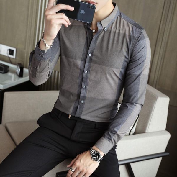 men's casual shirts long sleeve plaid men clothing simple slim fit business formal wear social shirt dress chemise homme 3xl, White;black
men's casual shirts long sleeve plaid men clothing simple slim fit business formal wear social shirt dress chemise homme 3xl, White;black