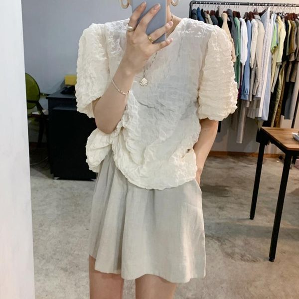women's tracksuits women sets 2021 summer korean ladies simple round neck pleated bubble shirt high waist loose casual shorts suits, Gray
women's tracksuits women sets 2021 summer korean ladies simple round neck pleated bubble shirt high waist loose casual shorts suits, Gray