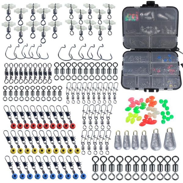 177pcs fishing accessories kit crank hooks lure weights swivels snaps connectors beads carp tackle box set pesca
177pcs fishing accessories kit crank hooks lure weights swivels snaps connectors beads carp tackle box set pesca