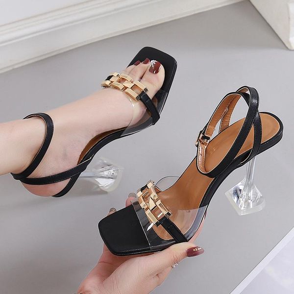 party women sandals ladies thin clear high heels open toe jelly shoes pvc transparent metal decoration sandal 2021 dress, Black
party women sandals ladies thin clear high heels open toe jelly shoes pvc transparent metal decoration sandal 2021 dress, Black