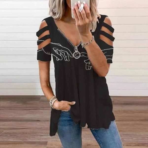 women's t-shirt fashion women hollow out print v-neck short sleeve casual harajuku female clothing camisetas de mujer, White
women's t-shirt fashion women hollow out print v-neck short sleeve casual harajuku female clothing camisetas de mujer, White