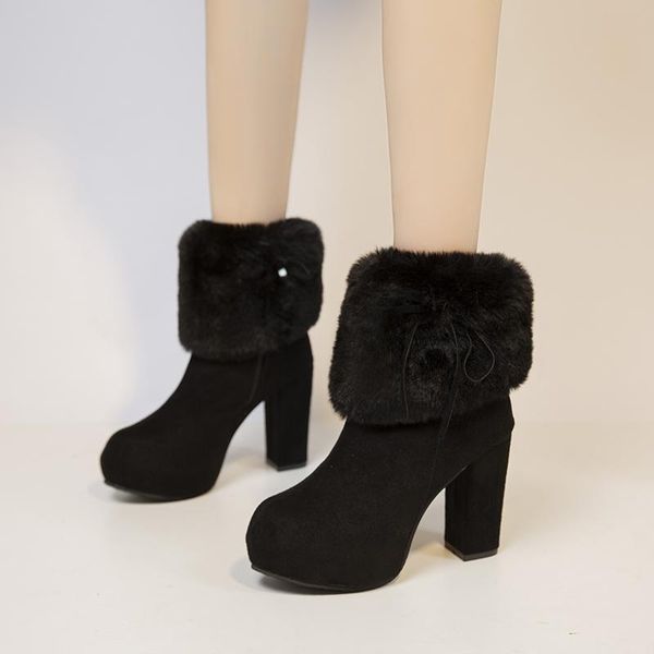 boots high heels platform ankle for women 2021 warm short plush winter shoes woman faux fur zipper snow booties plus size, Black
boots high heels platform ankle for women 2021 warm short plush winter shoes woman faux fur zipper snow booties plus size, Black