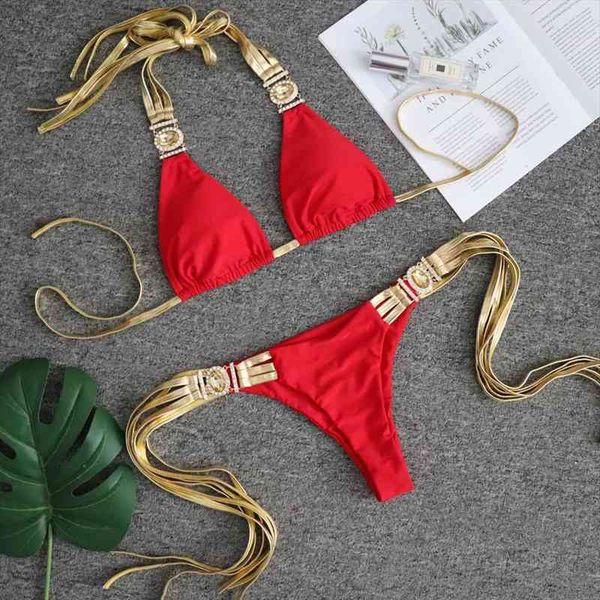 crystal bikini set push-up bra brazilian tassel swimwear women halter solid red rhinestone bathing suit tanga swimwear, White;black
crystal bikini set push-up bra brazilian tassel swimwear women halter solid red rhinestone bathing suit tanga swimwear, White;black