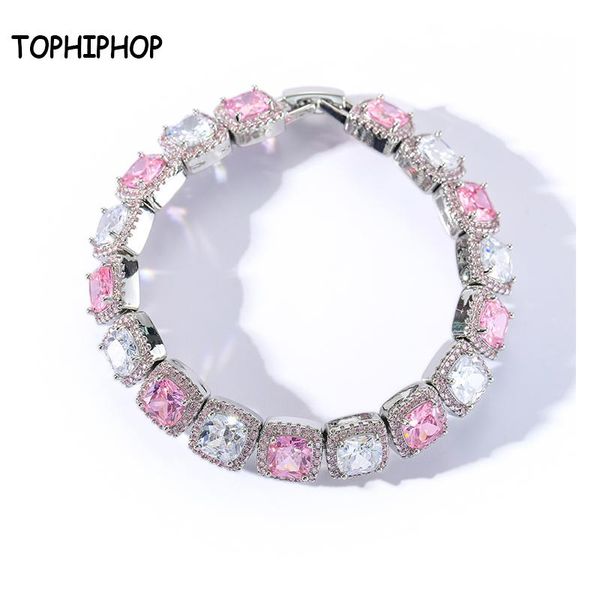link, chain iphop hip hop jewelry 10mm pink white square zircon bracelet copper inlaid for men and women, Black
link, chain iphop hip hop jewelry 10mm pink white square zircon bracelet copper inlaid for men and women, Black